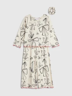 River Island Pyjama à manches longues monochrome avec nœud