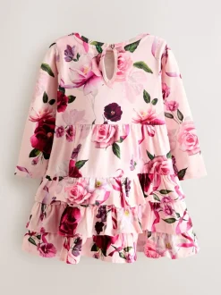 Robe Baker by Ted Baker rose en jersey à ourlet à volants fleuri