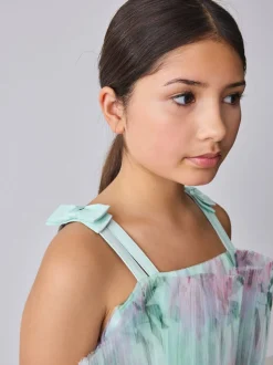 Robe Baker by Ted Baker verte en maille froissée à volants avec nœud dans le dos