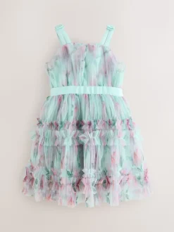 Robe Baker by Ted Baker verte en maille froissée à volants avec nœud dans le dos