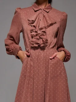 Robe chemise Jolie Moi en mousseline texturée à volants