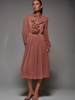 Robe chemise Jolie Moi en mousseline texturée à volants