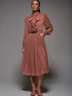 Robe chemise Jolie Moi en mousseline texturée à volants