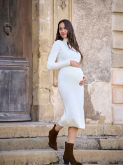 Robe d'allaitement Seraphine Maternité Premium en maille côtelée