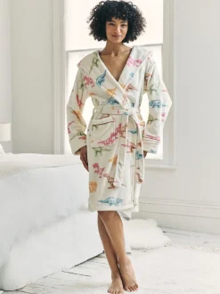 Robe de chambre Chelsea Peers en polaire imprimé dinosaure