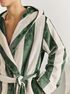 Robe de chambre Chelsea Peers à capuche rayée en polaire