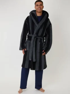 Robe de chambre Loungeable à rayures sherpa à capuche