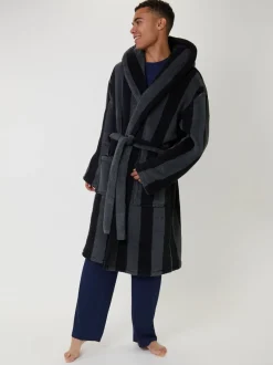 Robe de chambre Loungeable à rayures sherpa à capuche