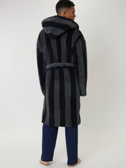 Robe de chambre Loungeable à rayures sherpa à capuche