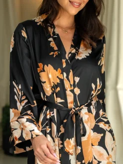 Robe de chambre mi-longue Pour Moi Dusk en satin