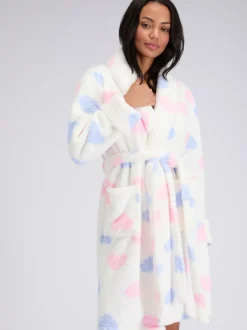Robe de chambre mi-longue Boux Avenue duveteuse à cœur bouclé