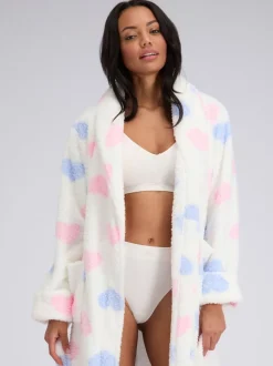 Robe de chambre mi-longue Boux Avenue duveteuse à cœur bouclé