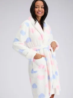 Robe de chambre mi-longue Boux Avenue duveteuse à cœur bouclé