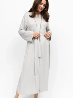 Robe de chambre Nora Rose en jersey à manches longues avec empiècement en dentelle