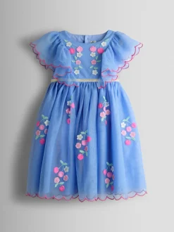 Robe de fête JoJo Maman Bébé en tulle appliqué fleuri et cerise