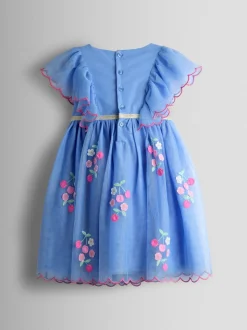 Robe de fête JoJo Maman Bébé en tulle appliqué fleuri et cerise