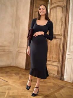 Robe de grossesse Seraphine en jersey à col dégagé