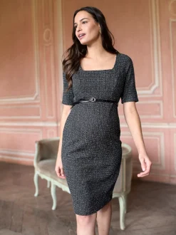 Robe de grossesse Seraphine A-Line en tweed extensible