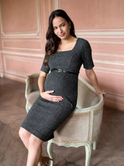 Robe de grossesse Seraphine A-Line en tweed extensible