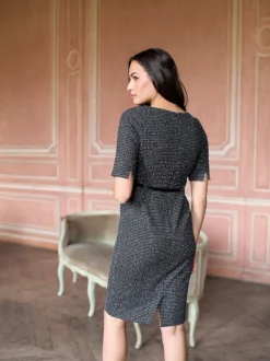 Robe de grossesse Seraphine A-Line en tweed extensible