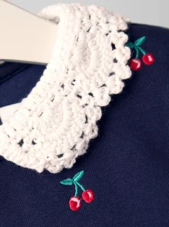 Robe en molleton brodée à col au crochet JoJo Maman Bébé