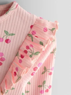 Robe JoJo Maman Bébé à manches longues à volants et cerises