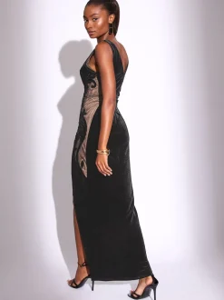 Robe longue Lipsy Velvet en maille mélangée à motif appliqué