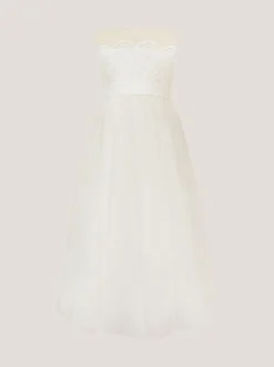 Robe longue Monsoon Cynthia en dentelle sans bretelles