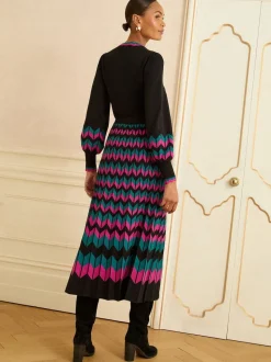 Robe mi-longue Love & Roses en maille festonnée