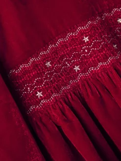 Robes de fête JoJo Maman Bébé en velours à taille smockée