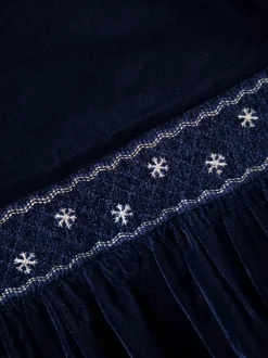 Robes de fête JoJo Maman Bébé en velours à taille smockée