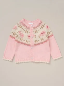 Rock a bye baby boutique Ensemble Cardigans et Pantalons Rose à Motif Fair Isle