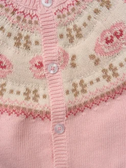 Rock a bye baby boutique Ensemble Cardigans et Pantalons Rose à Motif Fair Isle