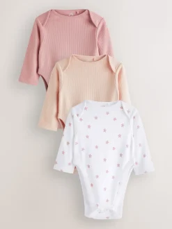 Rose - 3 Lot de bodys à manches longues pour bébé avec dysplasie de la hip