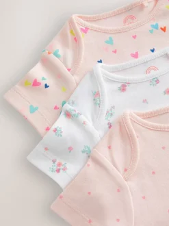 Rose - 3 Lot de bodys bébé à manches courtes pour dysplasie de la hanche