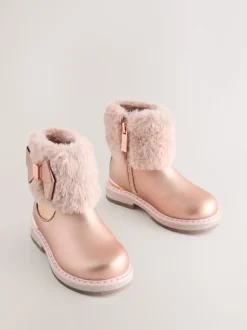 Rose - Baker by Ted Baker Bottes poignets en fausse fourrure avec nœud pour fille