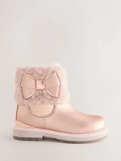 Rose - Baker by Ted Baker Bottes poignets en fausse fourrure avec nœud pour fille
