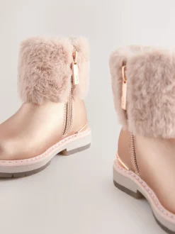 Rose - Baker by Ted Baker Bottes poignets en fausse fourrure avec nœud pour fille