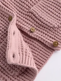 Rose - Cardigan bébé en tricot brodé d'un slogan au dos (0mths-2yrs)