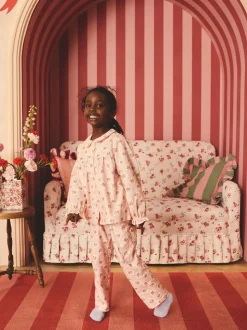 Rose - Cath Kidston pyjama tissé à boutons et fleurs
