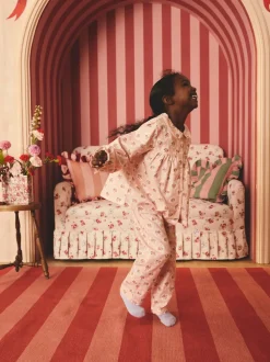 Rose - Cath Kidston pyjama tissé à boutons et fleurs