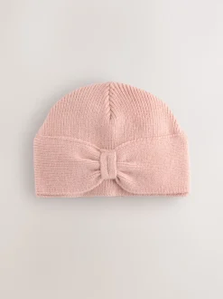 Rose - Chapeau turban bébé en maille avec nœud (0mois-2ans)