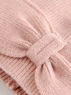 Rose - Chapeau turban bébé en maille avec nœud (0mois-2ans)