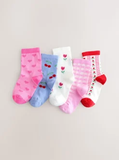 Rose - Chaussettes de cheville Cotton Rich Cherry 5 Lot