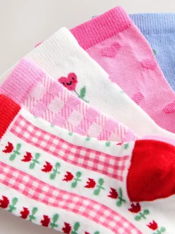 Rose - Chaussettes de cheville Cotton Rich Cherry 5 Lot