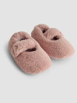 Rose - Chaussons JoJo Maman Bébé Ballerines en velours à nœud