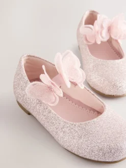 Rose - Chaussures grande occasion à bretelles papillon pailletées