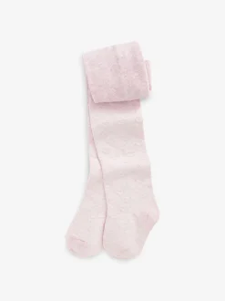 Rose - Collants enrichis en coton texturés motif cœur
