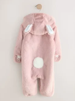 Rose - Combinaison lapin bébé en fausse fourrure (0mois-2ans)