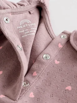 Rose / Crème / Marron Ditsy - Body à volants et manches longues bébé Lot de 4 (0mois2ans)